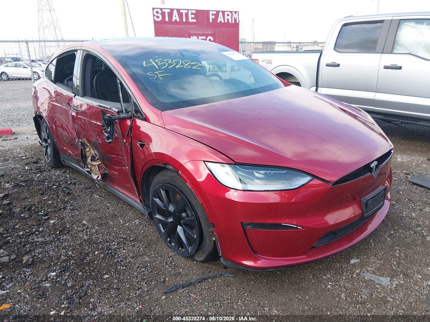 2023 Tesla Model x VIN 7SAXCDE55PF427027 IAAI salvage auction — SIDE, Salvage Title, sold $22,750 on 2026-09-23 (photo 1)