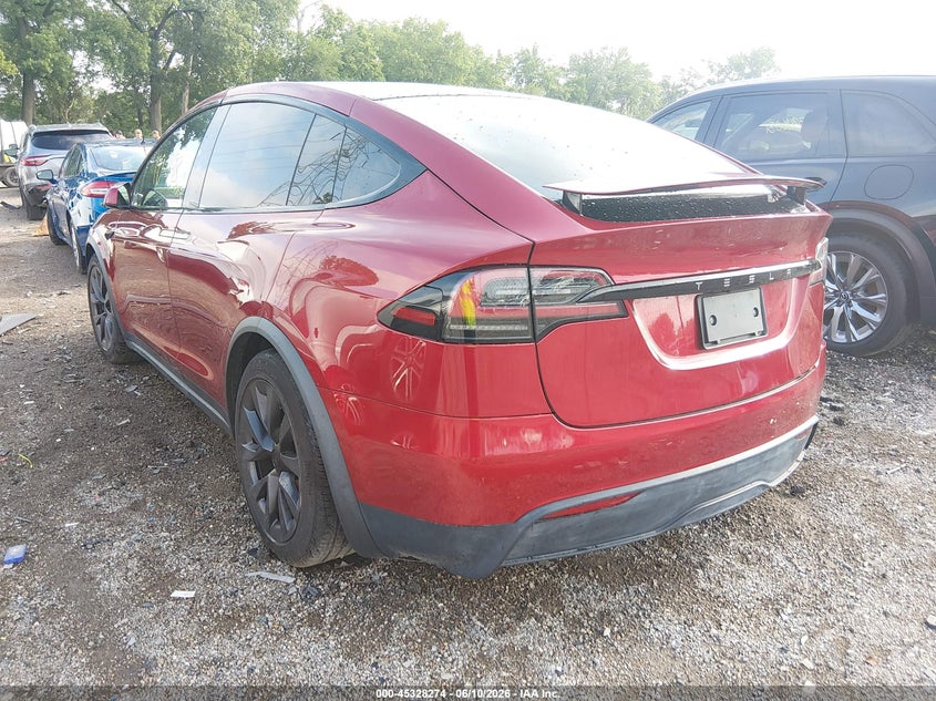 2023 Tesla Model x VIN 7SAXCDE55PF427027 IAAI salvage auction — SIDE, Salvage Title, sold $22,750 on 2026-09-23 (photo 3)