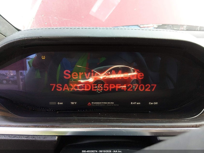 2023 Tesla Model x VIN 7SAXCDE55PF427027 IAAI salvage auction — SIDE, Salvage Title, sold $22,750 on 2026-09-23 (photo 7)