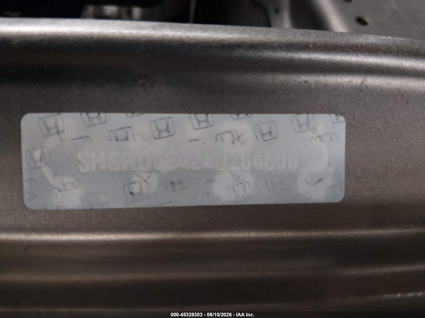 2004 Honda Cr-v VIN SHSRD68424U204806 IAAI salvage auction — ROLLOVER, Parts Only Bos (Minnesota), sold $275 on 2026-07-14 (photo 9)