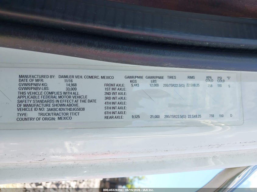 2017 Freightliner M2 VIN 3AKBC4DV7HDJG5838 IAAI salvage auction — FRONT END, Clear (Minnesota), sold $25 on 2026-08-13 (photo 9)