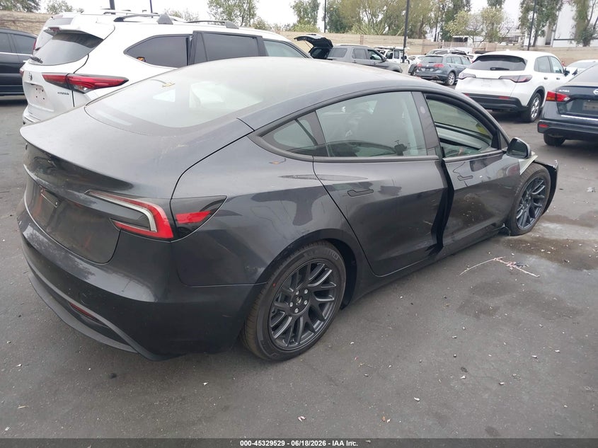 2026 Tesla Model 3 VIN 5YJ3E1EA7TF164857 IAAI salvage auction — RIGHT FRONT, Salvage Title, sold $12,250 on 2026-07-17 (photo 4)