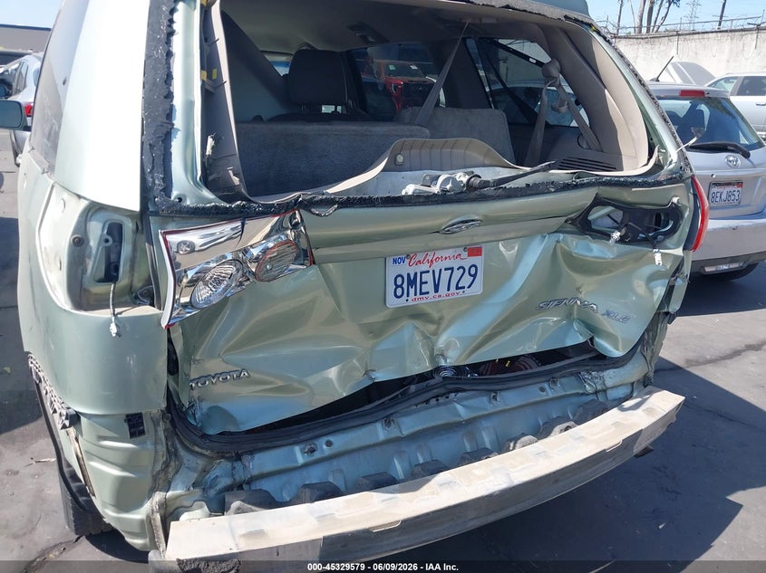 2009 Toyota Sienna VIN 5TDZK22C39S241517 IAAI salvage auction — REAR END, Salvage Certificate (California), sold $475 on 2026-07-08 (photo 6)
