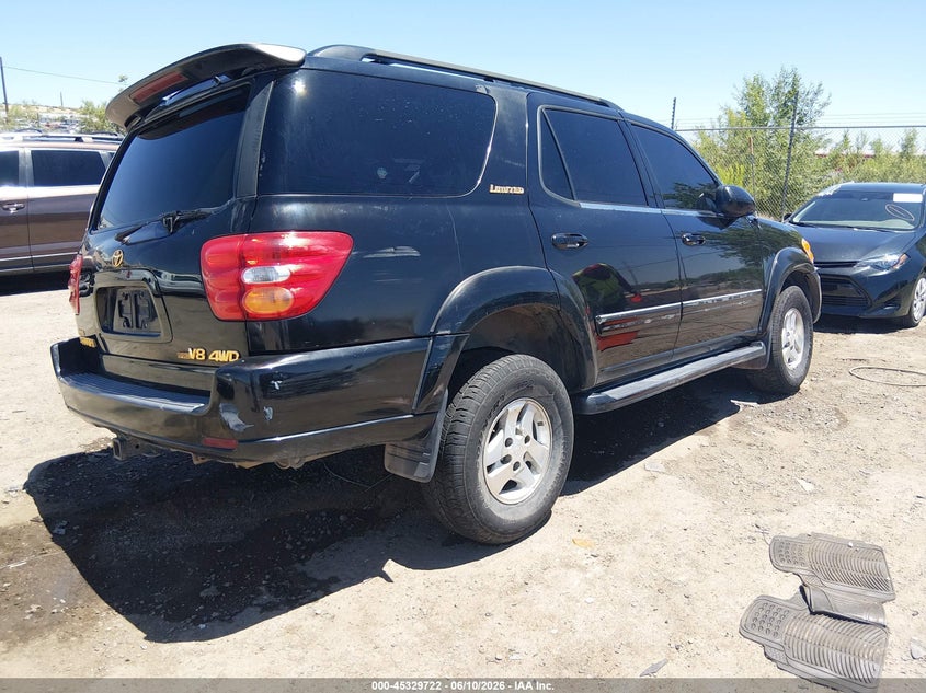 2001 Toyota Sequoia VIN 5TDBT48A51S044403 IAAI salvage auction — SIDE, Salvage (New Mexico), sold $1,000 on 2026-07-12 (photo 4)
