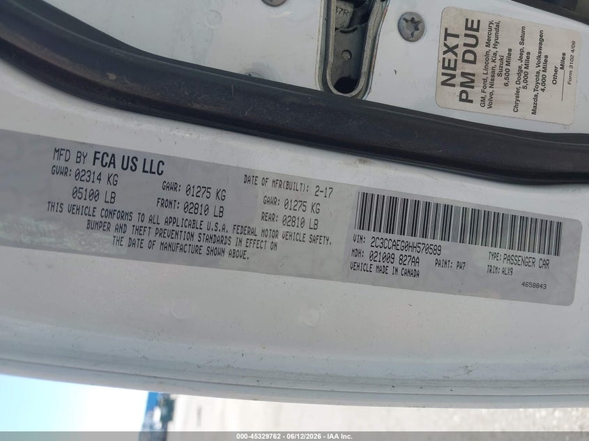 2017 Chrysler 300c VIN 2C3CCAEG0HH570589 IAAI salvage auction — FRONT END, Salvage (Idaho), sold $2,100 on 2026-07-09 (photo 9)