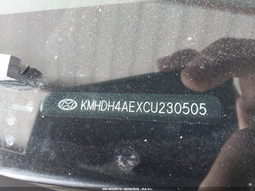 2012 Hyundai Elantra VIN KMHDH4AEXCU230505 IAAI salvage auction — THEFT, Salvage (California), sold $1,125 on 2026-07-23 (photo 9)