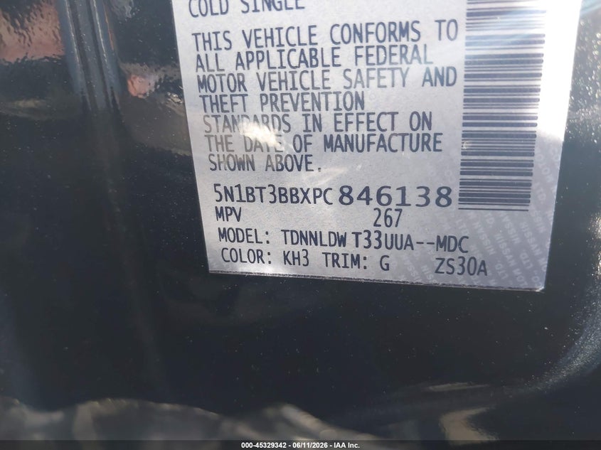 2023 Nissan Rogue VIN 5N1BT3BBXPC846138 IAAI salvage auction — FRONT END, Clear (California), sold $8,100 on 2026-07-29 (photo 9)