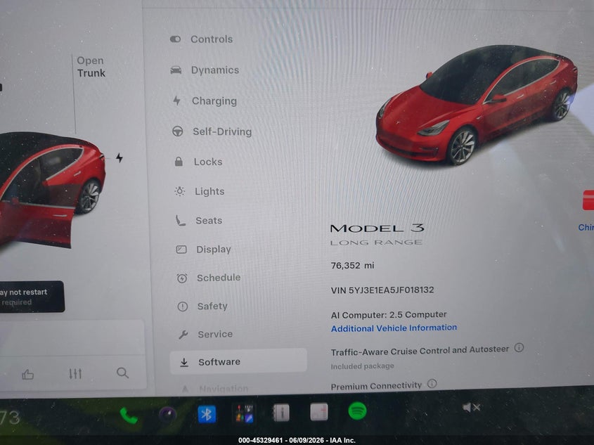 2018 Tesla Model 3 VIN 5YJ3E1EA5JF018132 IAAI salvage auction — FRONT & REAR, Salvage Title, sold $2,750 on 2026-07-09 (photo 7)