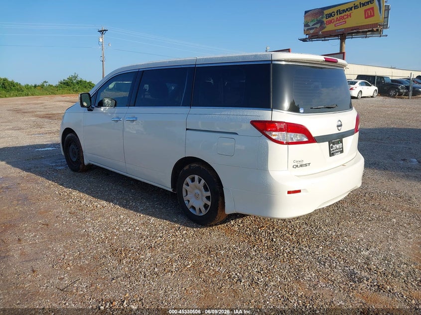 2015 Nissan Quest VIN JN8AE2KP2F9121309 IAAI salvage auction — HAIL, Salvage Title, sold $1,200 on 2026-07-27 (photo 3)