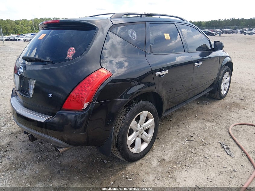 2006 Nissan Murano VIN JN8AZ08T66W422437 IAAI salvage auction — BIOHAZARD/CHEMICAL, Repossession Paperwork (Georgia), sold $225 on 2026-07-24 (photo 4)