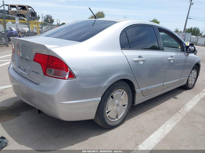 2006 Honda Civic hybrid VIN JHMFA36296S019790 IAAI salvage auction — NORMAL WEAR, App For Dup Clear (California), sold $325 on 2026-07-14 (photo 4)