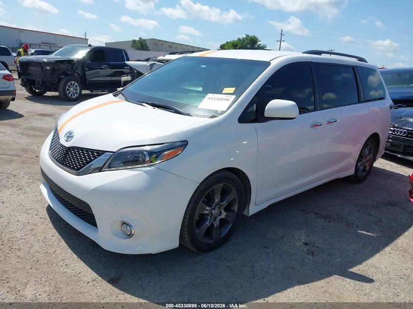 2016 Toyota Sienna VIN 5TDXK3DCXGS708469 IAAI salvage auction — HAIL, Clear (Oklahoma), sold $3,700 on 2026-07-28 (photo 2)
