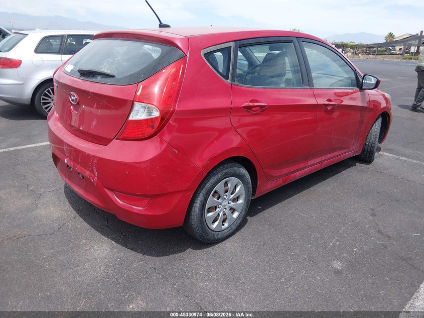 2016 Hyundai Accent VIN KMHCT5AE8GU243436 IAAI salvage auction — NORMAL WEAR, Salvage Title, sold $875 on 2026-07-17 (photo 4)