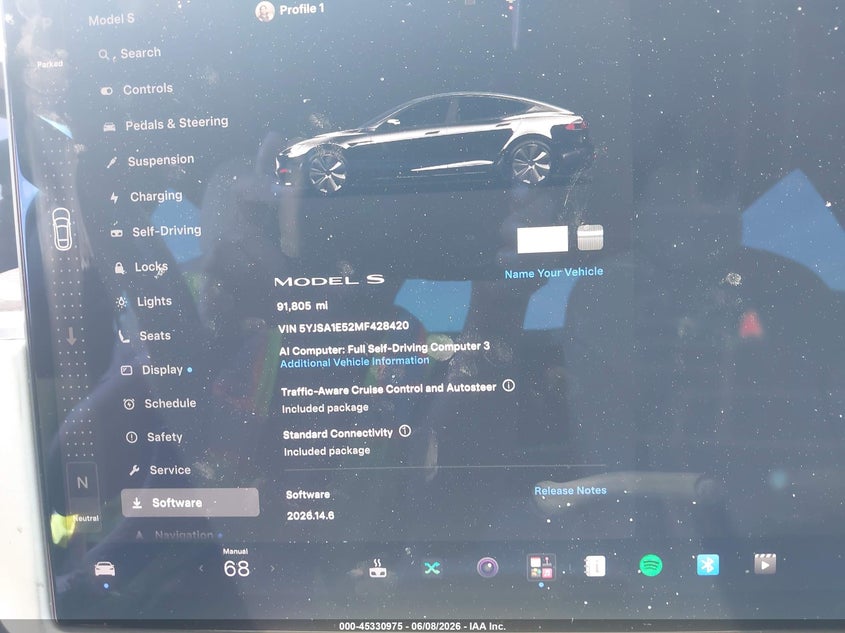 2021 Tesla Model s VIN 5YJSA1E52MF428420 IAAI salvage auction — NORMAL WEAR, Salvage Title, sold $17,800 on 2026-07-13 (photo 7)