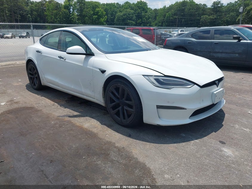 2021 Tesla Model s VIN 5YJSA1E58MF428485 IAAI salvage auction — RIGHT SIDE, Salvage Title, sold $15,600 on 2026-07-15 (photo 1)