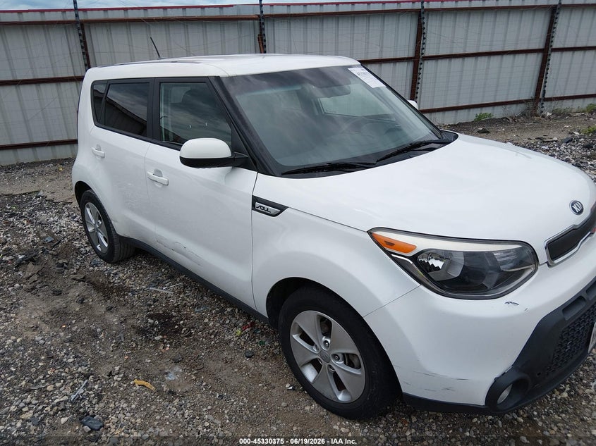 2015 Kia Soul VIN KNDJN2A24F7122314 IAAI salvage auction — NORMAL WEAR, Clear (Texas), sold $900 on 2026-07-09 (photo 1)