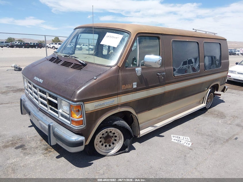 1986 Dodge Ram van VIN 2B6HB23T8GK561803 IAAI salvage auction — NORMAL WEAR, Clear (New Mexico), sold $250 on 2026-07-08 (photo 2)