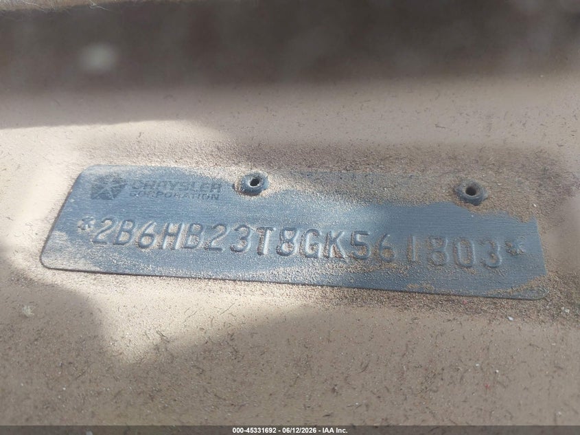 1986 Dodge Ram van VIN 2B6HB23T8GK561803 IAAI salvage auction — NORMAL WEAR, Clear (New Mexico), sold $250 on 2026-07-08 (photo 9)