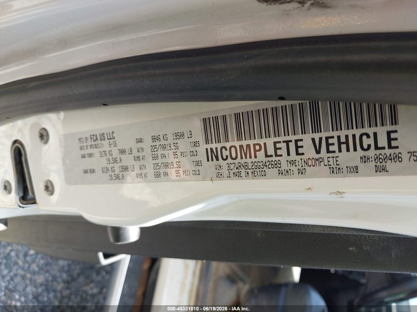 2016 Ram VIN 3C7WRNBL2GG342689 IAAI salvage auction — MECHANICAL, Clear (Virginia), sold $6,000 on 2026-07-28 (photo 8)