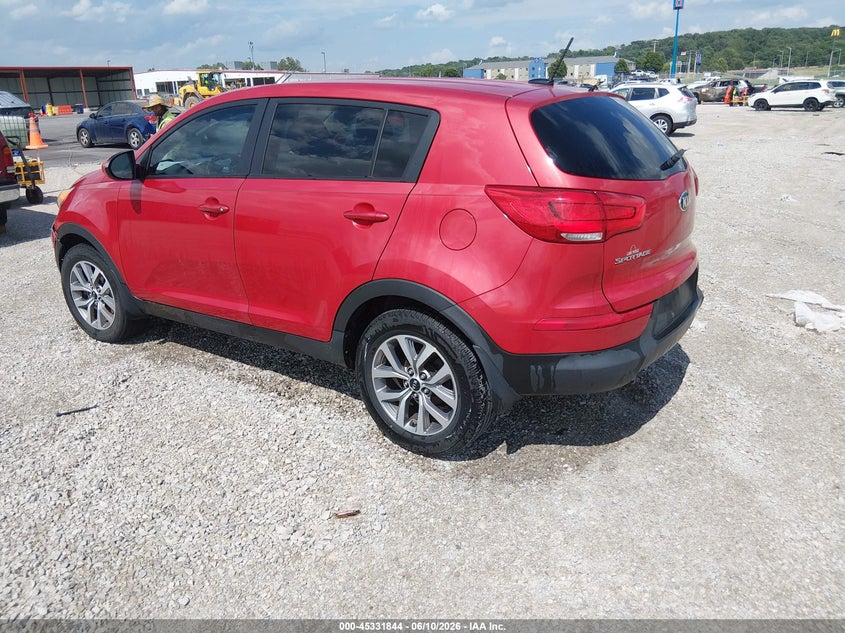 2014 Kia Sportage VIN KNDPB3AC5E7574174 IAAI salvage auction — LEFT FRONT, Repossessed (Missouri), sold $125 on 2026-07-28 (photo 3)