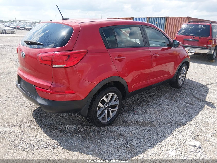 2014 Kia Sportage VIN KNDPB3AC5E7574174 IAAI salvage auction — LEFT FRONT, Repossessed (Missouri), sold $125 on 2026-07-28 (photo 4)
