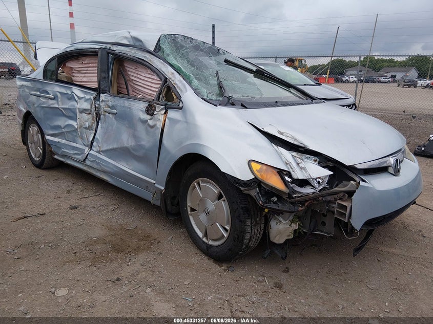 2007 Honda Civic VIN JHMFA36207S006802 IAAI salvage auction — SIDE, Clear (Indiana), sold $250 on 2026-07-19 (photo 1)