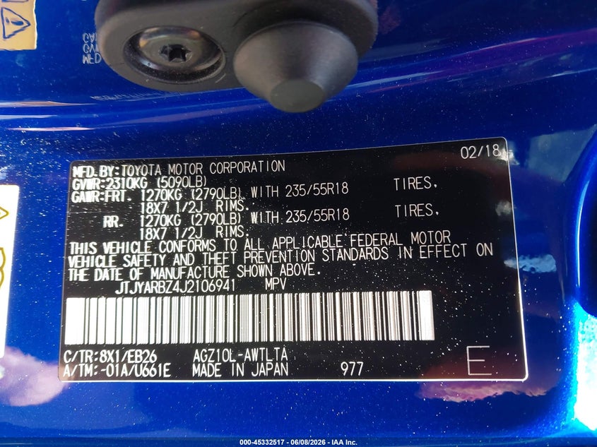 2018 Lexus Nx 300 VIN JTJYARBZ4J2106941 IAAI salvage auction — NORMAL WEAR, Clear (Florida), sold $7,050 on 2026-07-12 (photo 9)