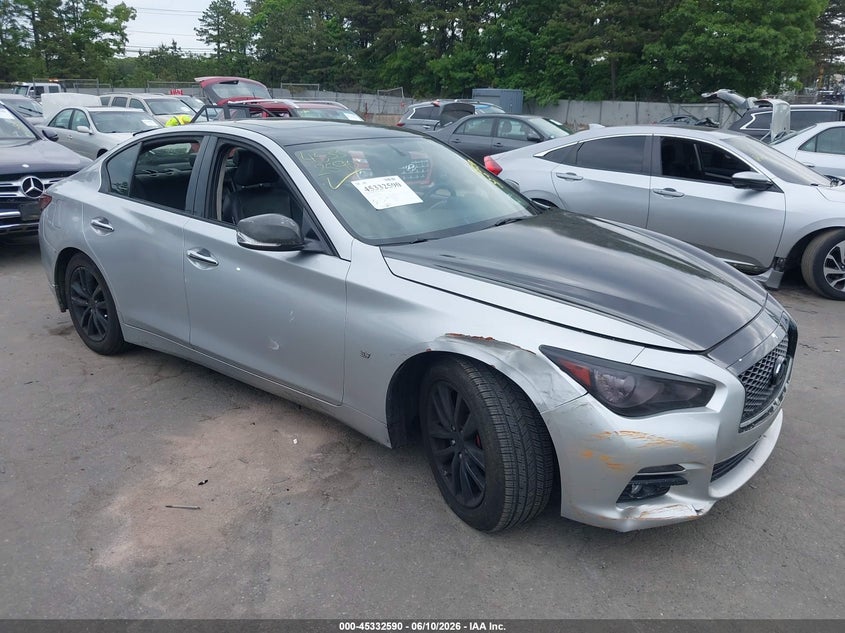 2014 Infiniti Q50 VIN JN1BV7APXEM684816 IAAI salvage auction — RIGHT FRONT, Mv-907A (New York), sold $400 on 2026-07-14 (photo 6)