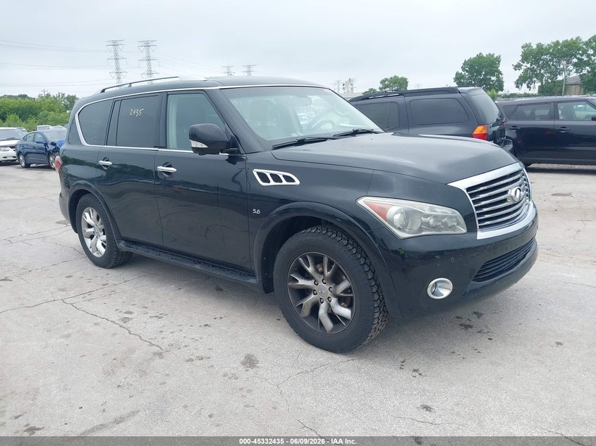 2014 Infiniti Qx80 VIN JN8AZ2NE7E9063775 IAAI salvage auction — REAR END, Salvage Title, sold $1,800 on 2026-07-27 (photo 1)