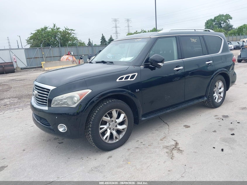 2014 Infiniti Qx80 VIN JN8AZ2NE7E9063775 IAAI salvage auction — REAR END, Salvage Title, sold $1,800 on 2026-07-29 (photo 2)