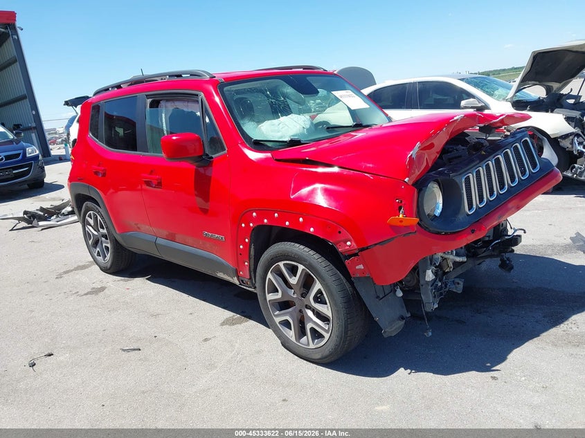 2015 Jeep Renegade VIN ZACCJABT7FPC01100 IAAI salvage auction — FRONT END, Certificate Of Title (Nebraska), sold $550 on 2026-08-13 (photo 1)