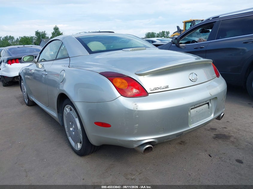 2002 Lexus Sc 430 VIN JTHFN48Y620014516 IAAI salvage auction — HAIL, Salvage (Ohio), sold $975 on 2026-07-07 (photo 3)