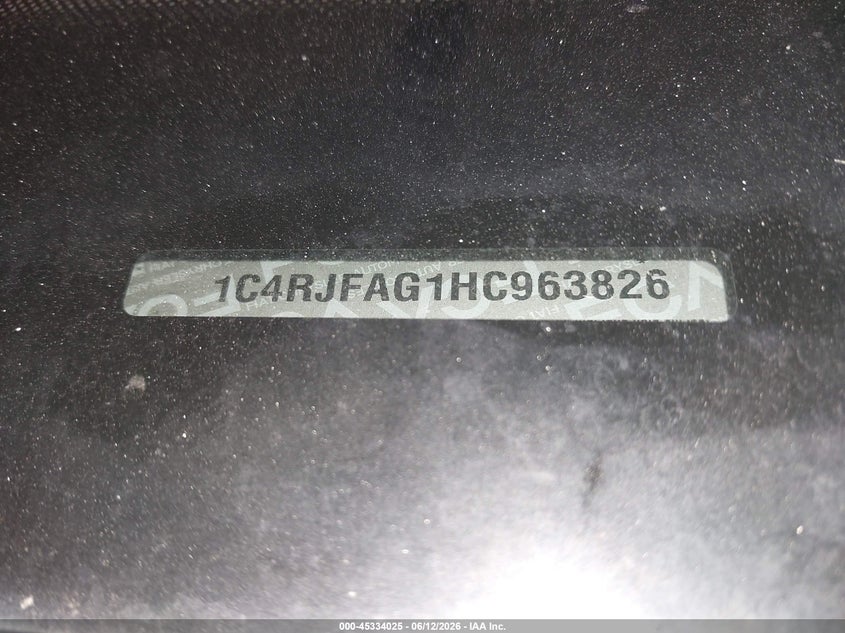 2017 Jeep Grand cherokee VIN 1C4RJFAG1HC963826 IAAI salvage auction — FRONT END, Salvage (Texas), sold $2,075 on 2026-07-20 (photo 9)