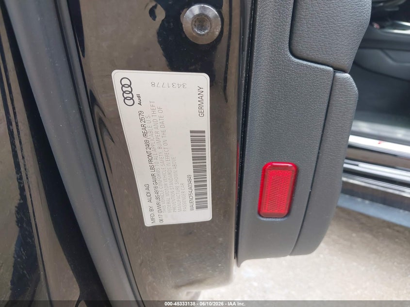 2018 Audi A5 VIN WAUENCF54JA034849 IAAI salvage auction — UNKNOWN, Salvage Title, sold $8,200 on 2026-07-11 (photo 9)