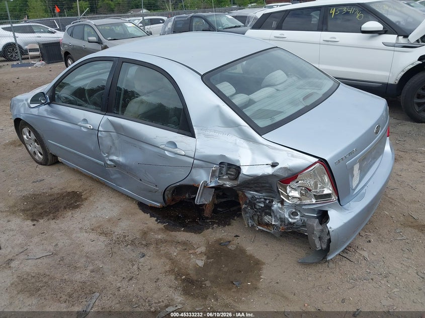 2008 Kia Spectra VIN KNAFE121285521370 IAAI salvage auction — LEFT REAR, Salvage (Massachusetts), sold $400 on 2026-07-17 (photo 3)