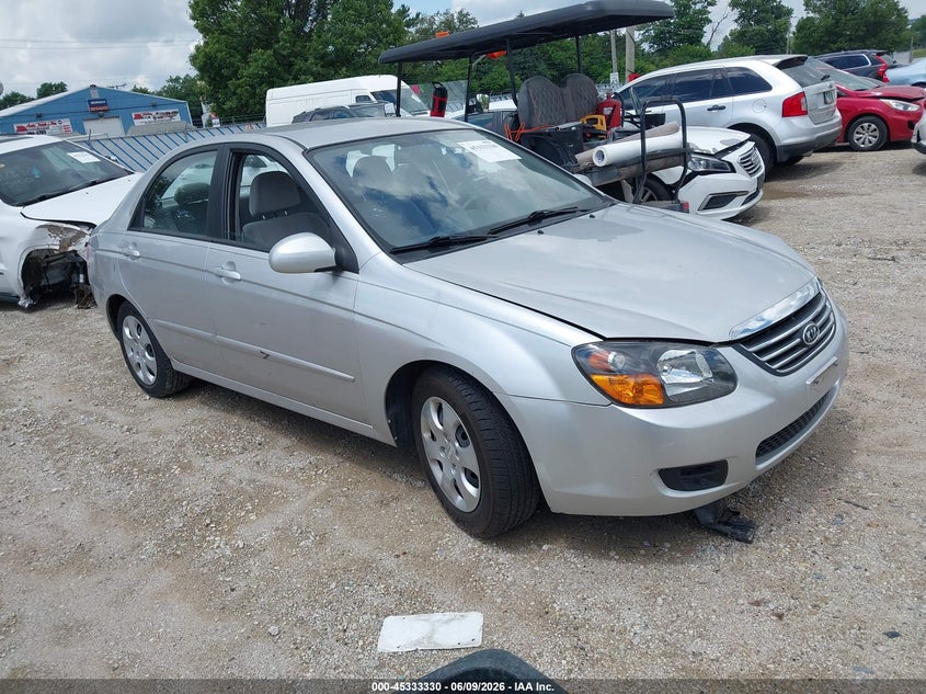 2009 Kia Spectra VIN KNAFE221795590966 IAAI salvage auction — LEFT FRONT, Salvage (Illinois), sold $675 on 2026-07-09 (photo 1)