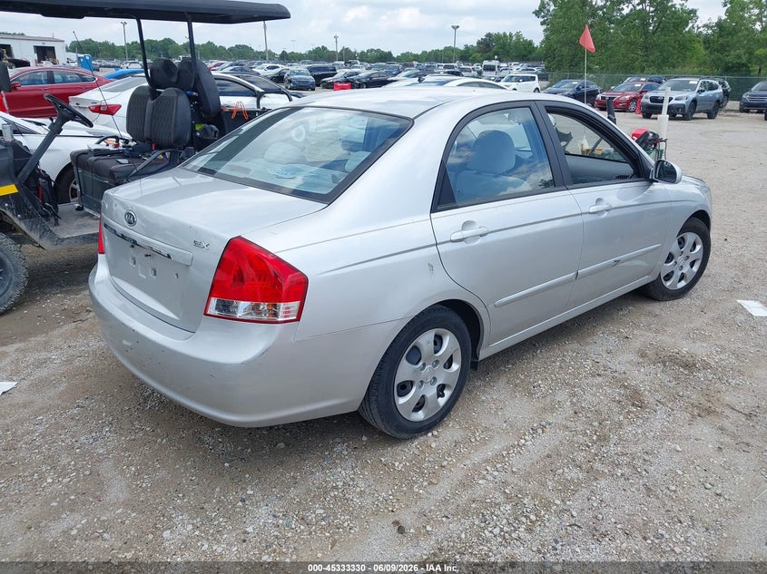 2009 Kia Spectra VIN KNAFE221795590966 IAAI salvage auction — LEFT FRONT, Salvage (Illinois), sold $675 on 2026-07-09 (photo 4)