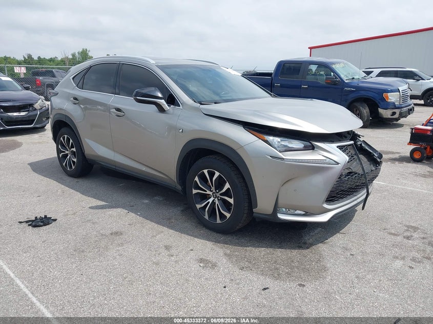 2015 Lexus Nx VIN JTJBARBZ5F2022625 IAAI salvage auction — LEFT FRONT, Clear (Indiana), sold $5,950 on 2026-07-30 (photo 1)