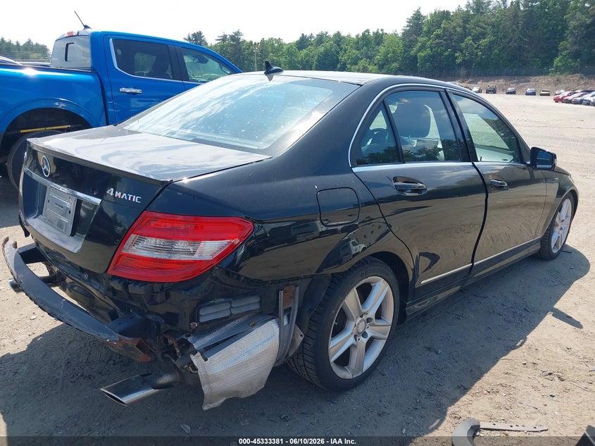 2011 Mercedes-benz C-klasse VIN WDDGF8BB6BR180339 IAAI salvage auction — REAR END, Clear (Massachusetts), sold $1,050 on 2026-07-19 (photo 4)