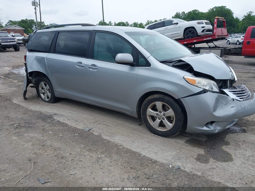 2017 Toyota Sienna VIN 5TDKZ3DC8HS771707 IAAI salvage auction — FRONT & REAR, Salvage Title, sold $1,600 on 2026-07-17 (photo 1)