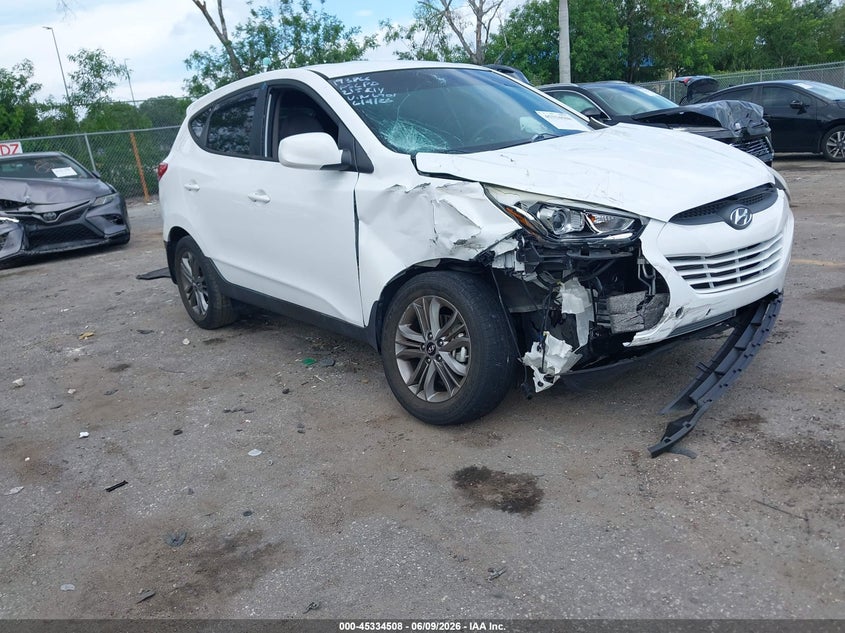 2014 Hyundai Tucson VIN KM8JT3AF4EU926901 IAAI salvage auction — FRONT END, Rebuildable (Florida), sold $1,500 on 2026-07-27 (photo 1)