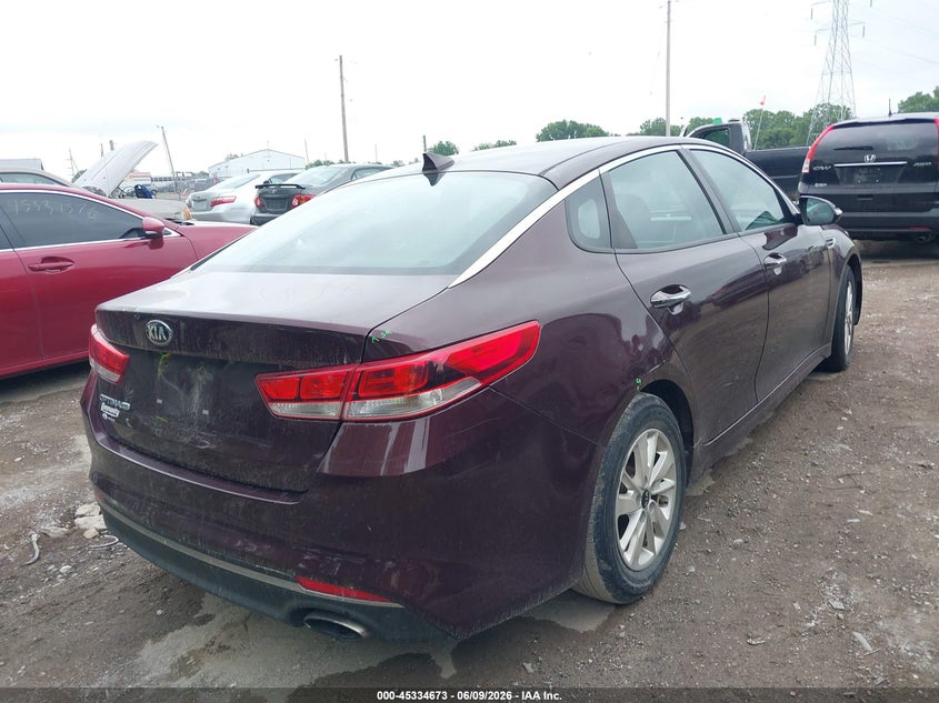 2018 Kia Optima VIN 5XXGT4L33JG181811 IAAI salvage auction — THEFT, Salvage Title, sold $1,000 on 2026-07-29 (photo 4)