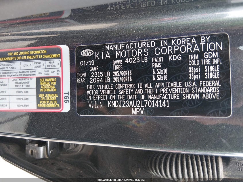 2020 Kia Soul VIN KNDJ23AU2L7014141 IAAI salvage auction — SIDE, Salvage - Greater Than 75% (Maryland), sold $1,300 on 2026-07-08 (photo 9)