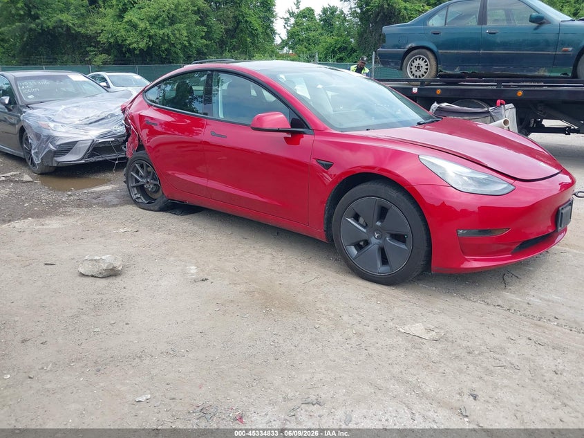 2022 Tesla Model 3 VIN 5YJ3E1EB7NF204091 IAAI salvage auction — RIGHT REAR, Salvage - Greater Than 75% (Maryland), sold $4,950 on 2026-07-24 (photo 1)