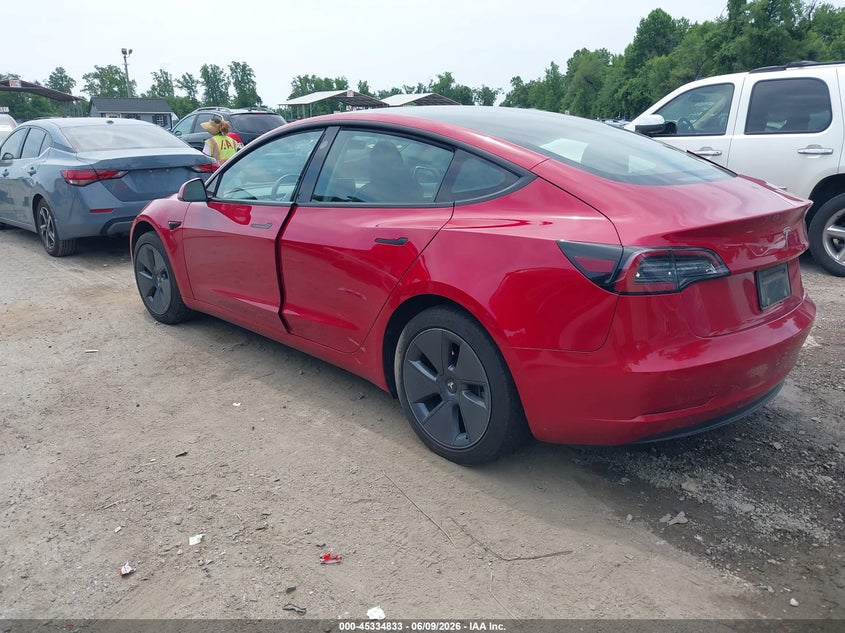 2022 Tesla Model 3 VIN 5YJ3E1EB7NF204091 IAAI salvage auction — RIGHT REAR, Salvage - Greater Than 75% (Maryland), sold $4,950 on 2026-07-24 (photo 3)