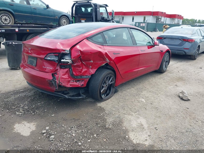 2022 Tesla Model 3 VIN 5YJ3E1EB7NF204091 IAAI salvage auction — RIGHT REAR, Salvage - Greater Than 75% (Maryland), sold $4,950 on 2026-07-24 (photo 4)