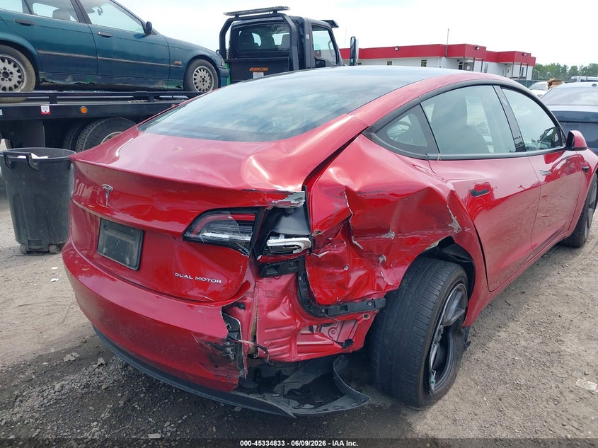 2022 Tesla Model 3 VIN 5YJ3E1EB7NF204091 IAAI salvage auction — RIGHT REAR, Salvage - Greater Than 75% (Maryland), sold $4,950 on 2026-07-24 (photo 6)