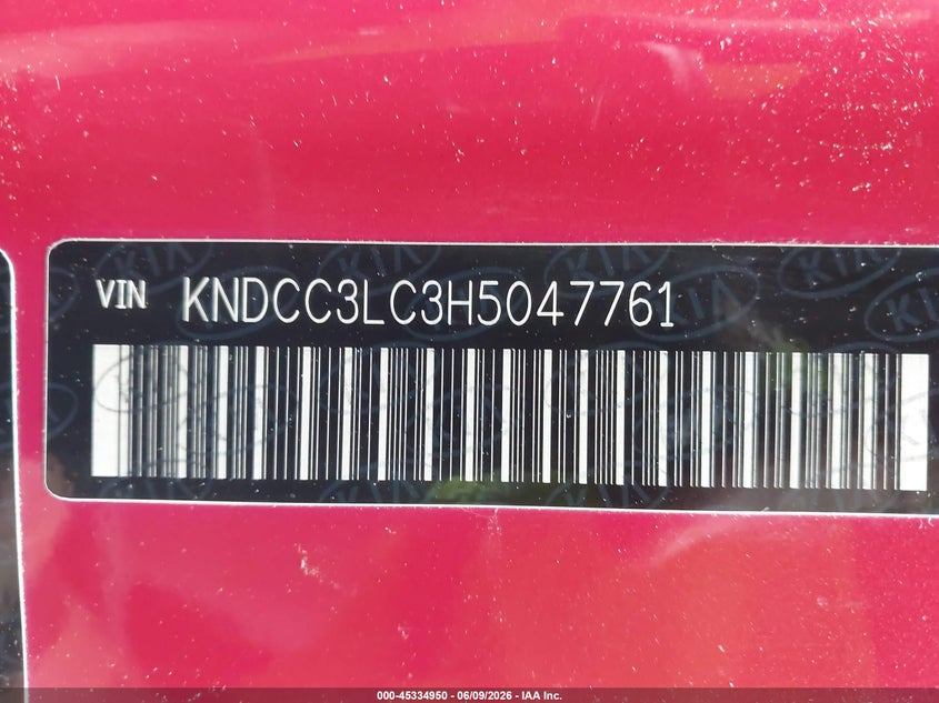 2017 Kia Niro VIN KNDCC3LC3H5047761 IAAI salvage auction — FRONT END, Salvage Title, sold $4,075 on 2026-07-09 (photo 9)