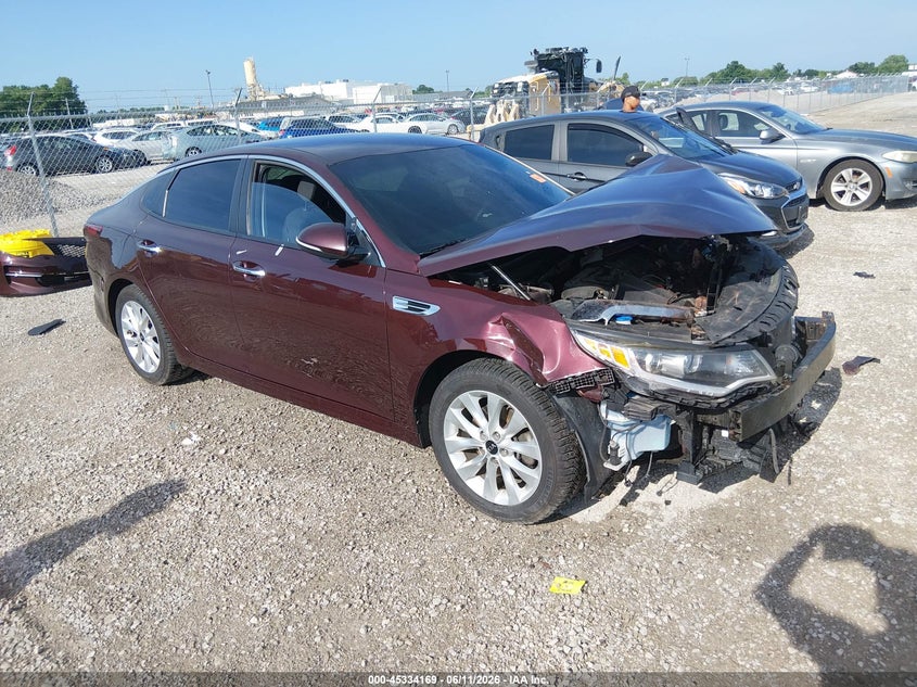 2018 Kia Optima VIN 5XXGT4L33JG254918 IAAI salvage auction — FRONT END, Salvage (Missouri), sold $175 on 2026-07-21 (photo 1)