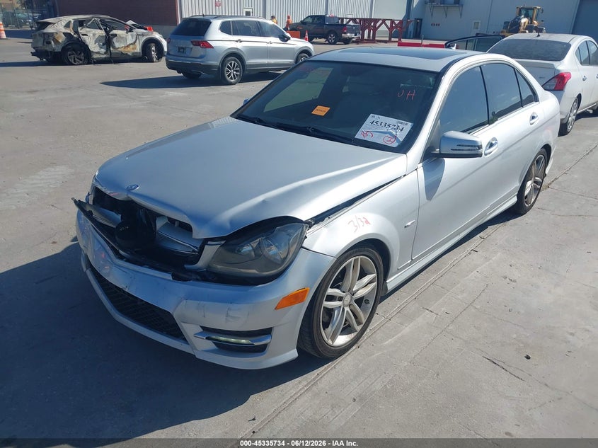 2012 Mercedes-benz C-klasse VIN WDDGF4HB7CR215505 IAAI salvage auction — FRONT END, Salvage (Texas), sold $225 on 2026-07-08 (photo 2)